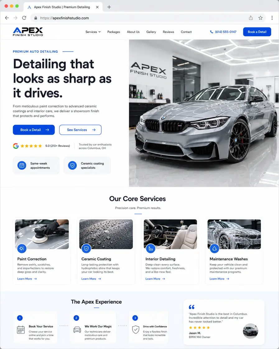 Auto detailing website design