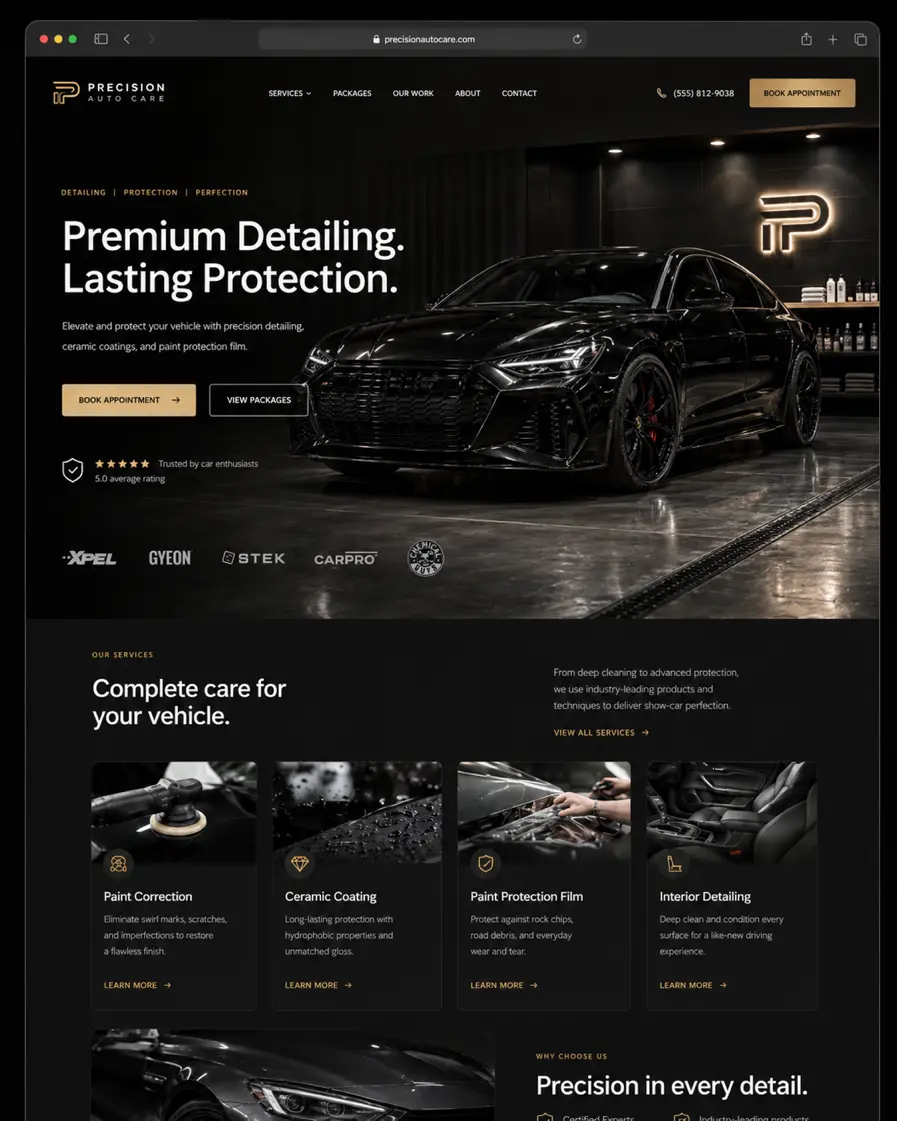 Auto detailing website design